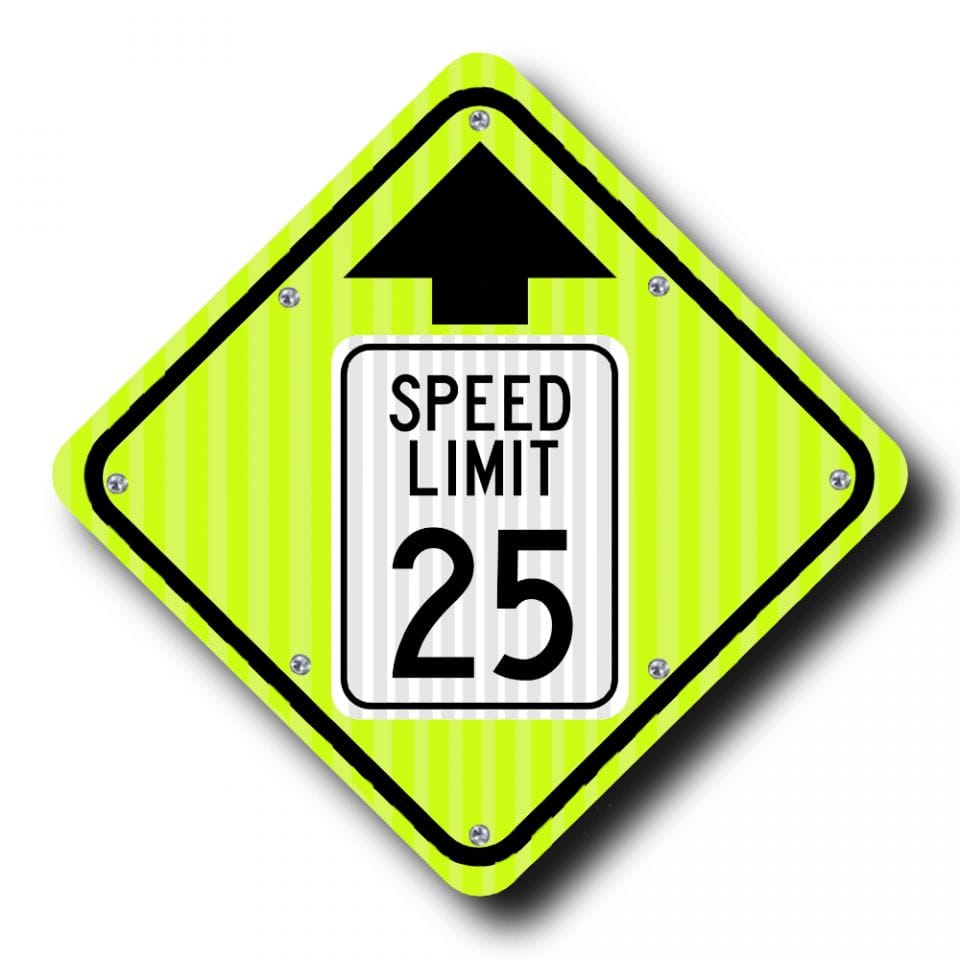 30" Solar Flashing Reduced Speed Ahead Sign