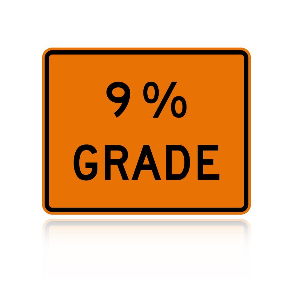MUTCD W7-3P 9% Grade