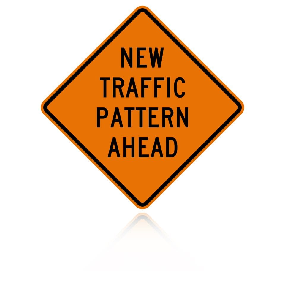 MUTCD W23-2 New Traffic Pattern Ahead