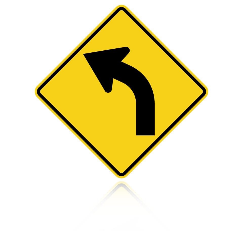 MUTCD W1-2L Curve Left — Yellow