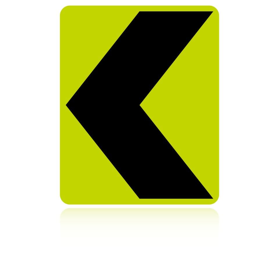 MUTCD W1-8L Chevron Alignment (left) — Fluorescent Yellow Green