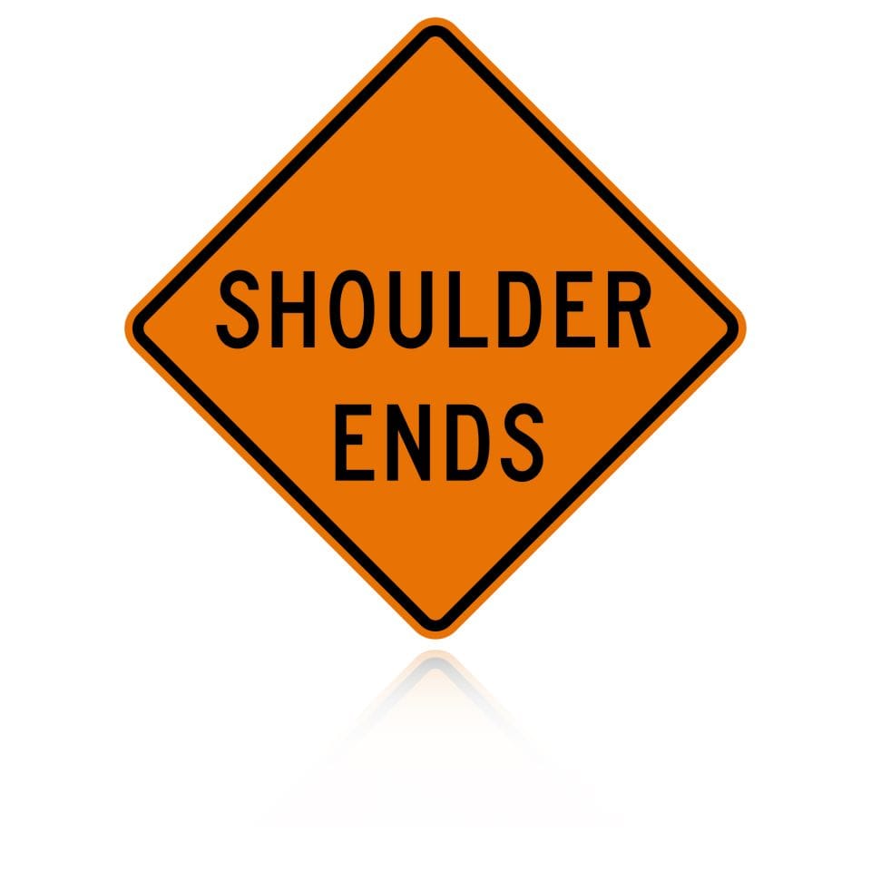 MUTCD W8-25 Shoulder Ends