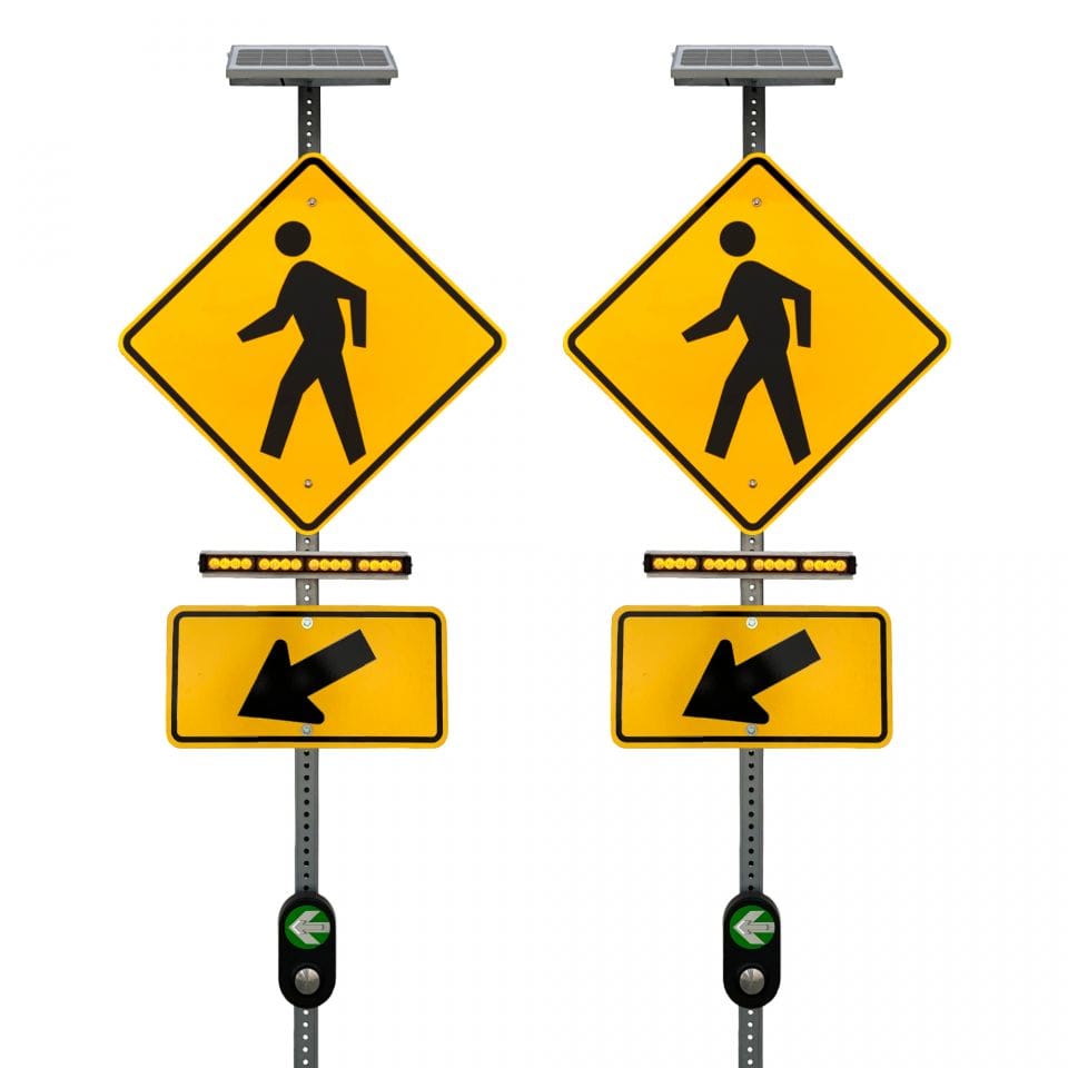 Solar Horizontal Rapid Flashing Beacon System with Push Button Activation - RRFB