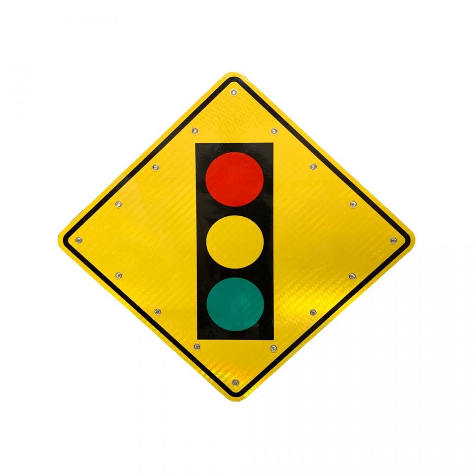 24" Solar Flashing Signal Ahead Sign for Traffic Safety