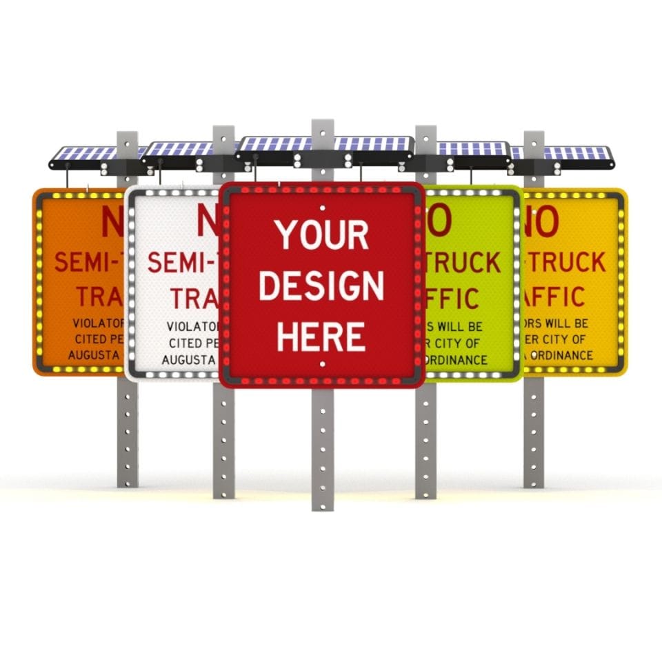 Helios Series Custom Square Shape Solar Flashing Sign