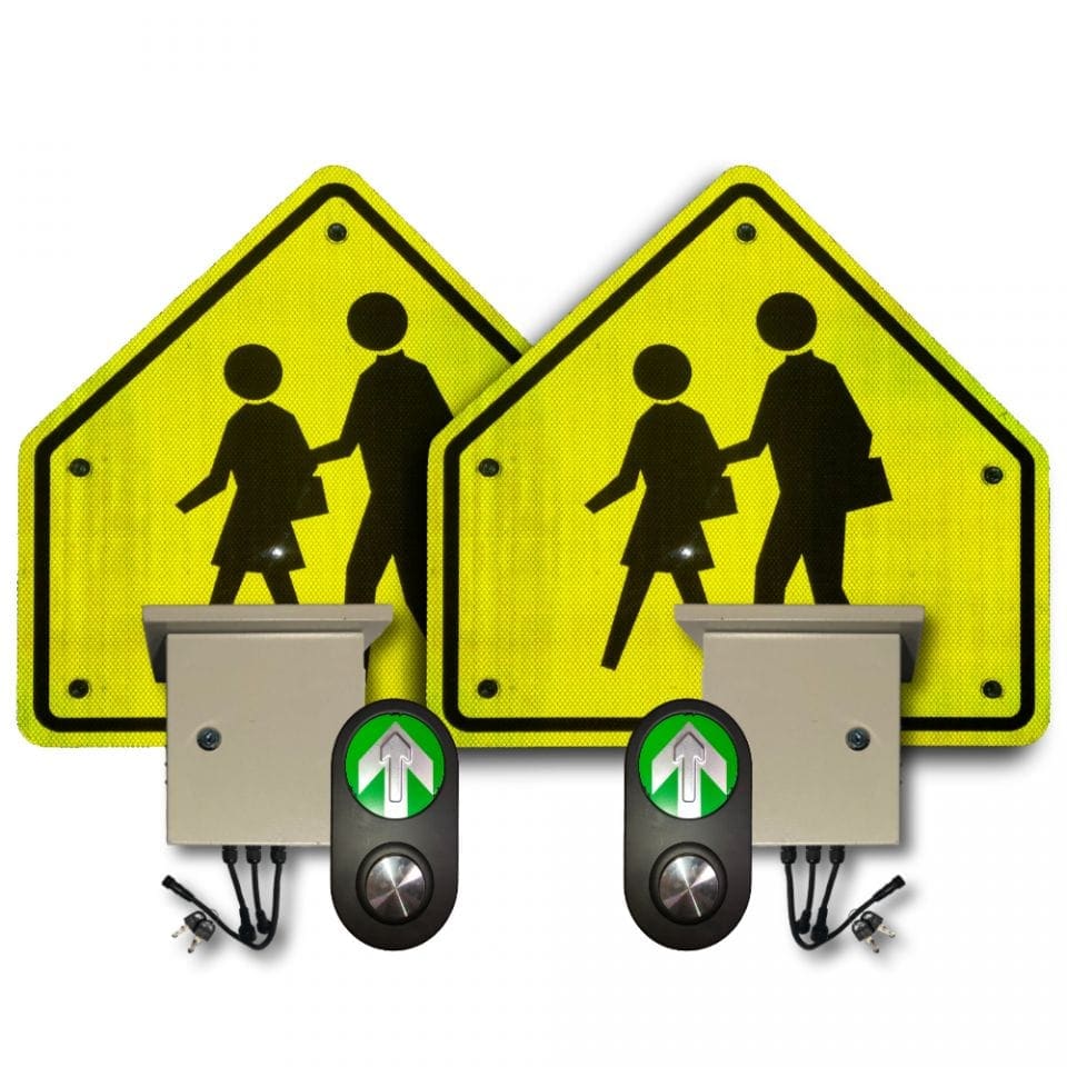 30" Push Button LED Flashing School Crossing System