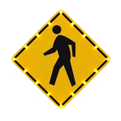 Produced in the United States: 30" Flashing Perimeter LED Crosswalk Sign