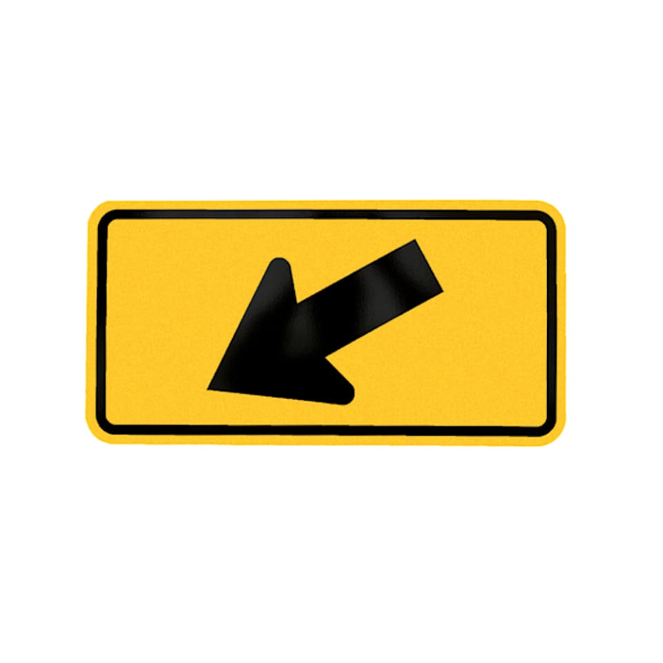 MUTCD W16-7 Diagonal Arrow — Left Arrow, Yellow