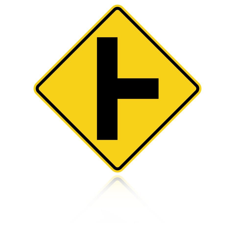 MUTCD W2-2R Side Road Intersection Right Yellow