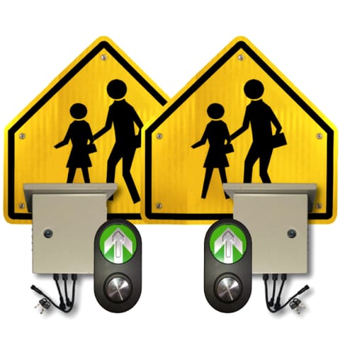 36" Push Button LED Flashing School Crossing System