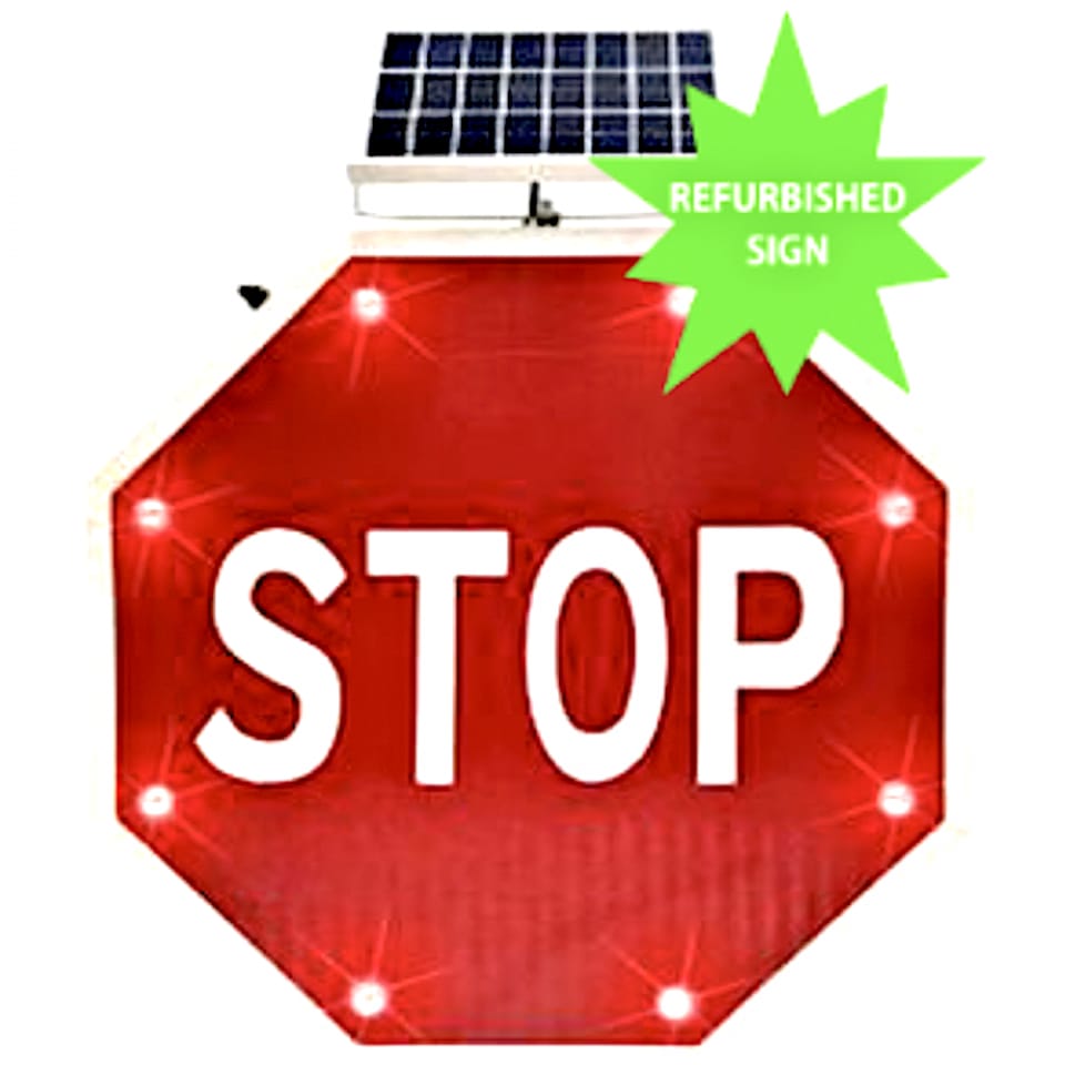 Refurbished 24" Flashing Stop Sign for Traffic Safety
