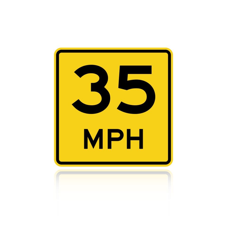 MUTCD W13-1 Advisory 35 MPH (W13-1P) Advisory Speed plaque