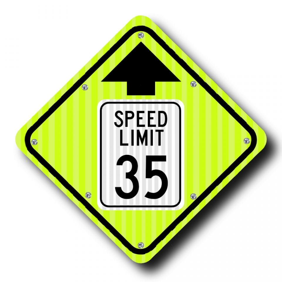 36" Solar Flashing Reduced Speed Ahead Sign