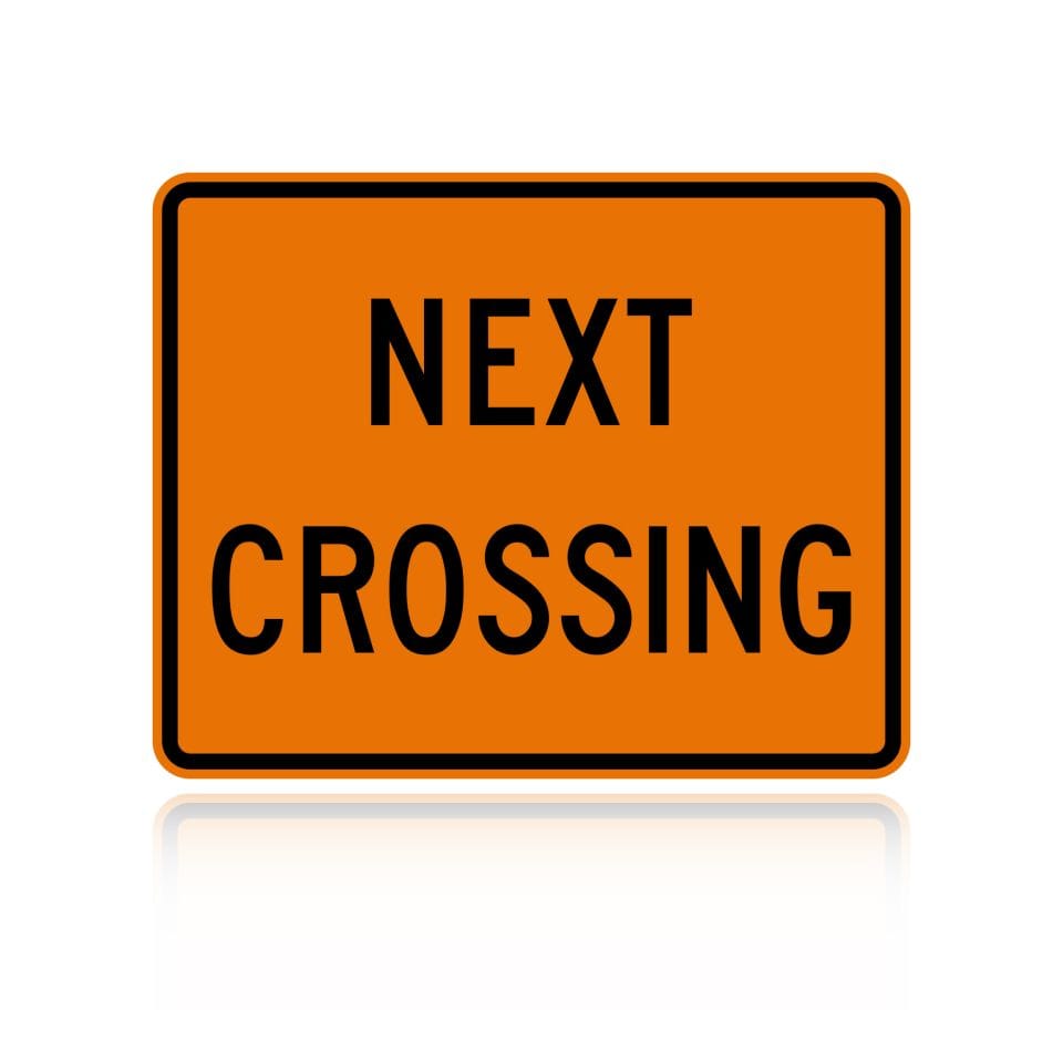 MUTCD W10-14P Next Crossing (plaque) — Orange sheeting