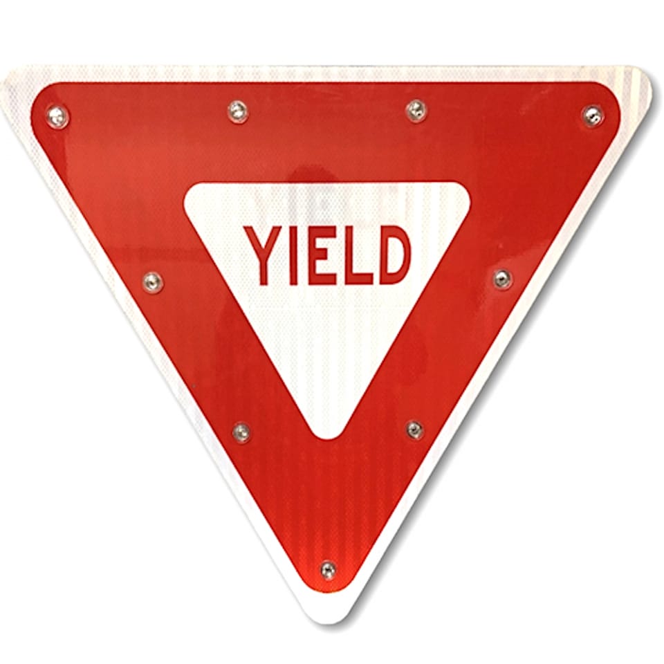 36" Solar Flashing Yield Sign for Traffic Safety