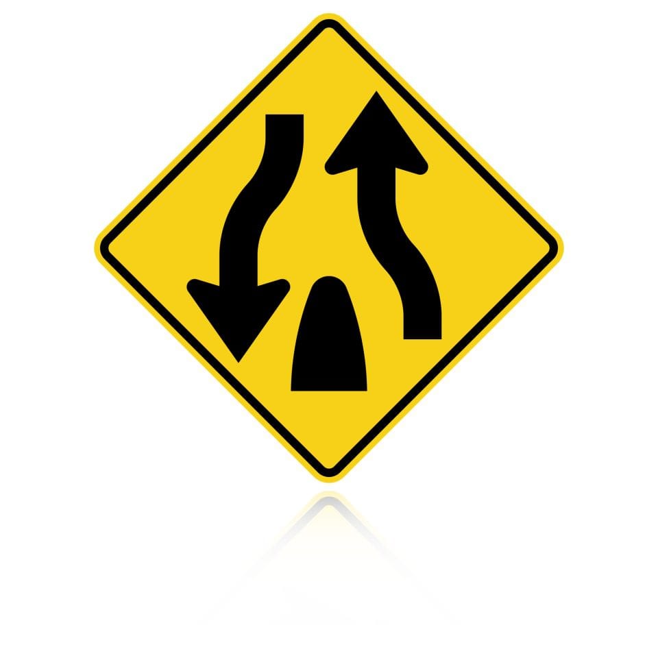 MUTCD W6-2 Divided Highway Ends