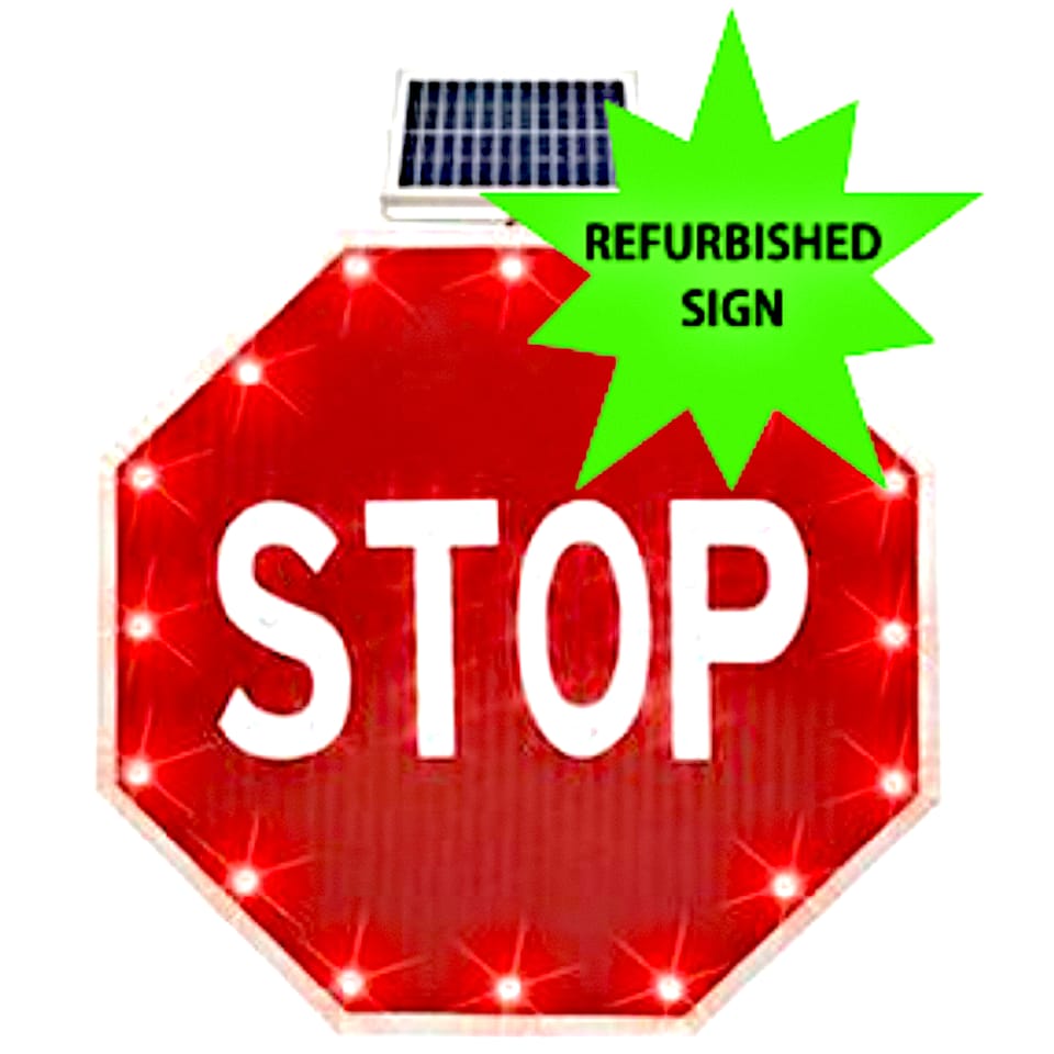 Refurbished 30" Flashing Stop Sign for Traffic Safety