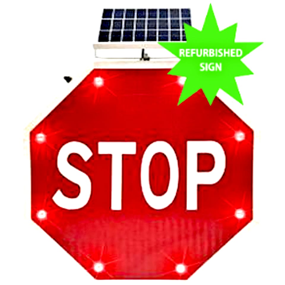 Refurbished 24" Flashing Stop Sign for Traffic Safety