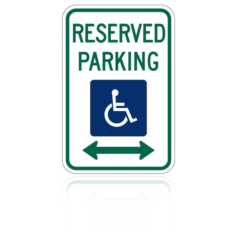 MUTCD R7-8 Reserved Parking (Handicap) with Double Arrow