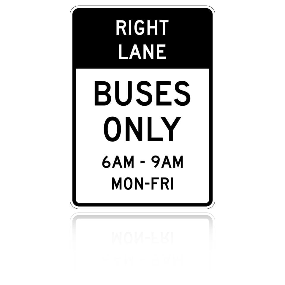 MUTCD R3-11B Buses Only Lane (Days & Times) (Post-mount)