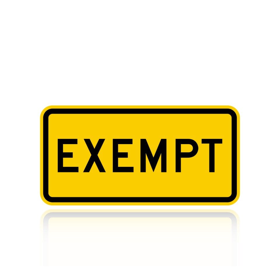 MUTCD W10-1AP Exempt (plaque) — Yellow sheeting
