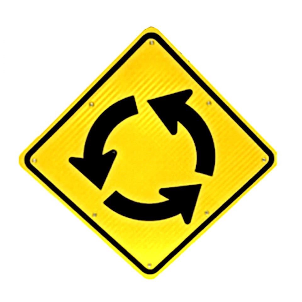 24" Solar Powered LED Flashing Roundabout Sign