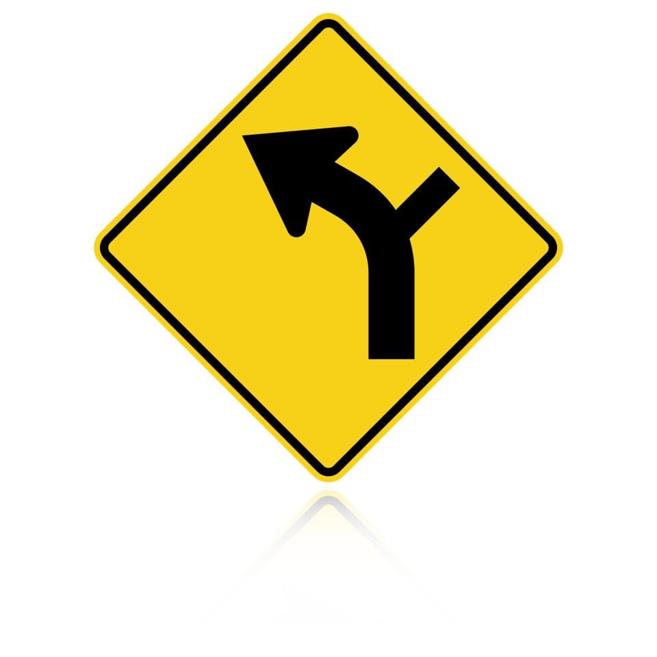 MUTCD W1-10L Left Combination Curve / Side Road Intersection
