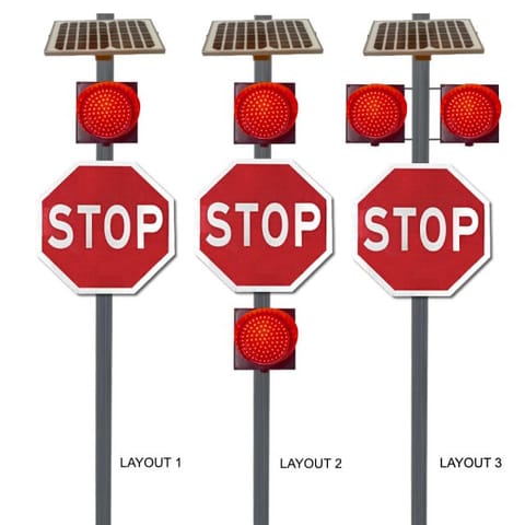 8" Solar LED Red Flashing Beacon Kit for Safety
