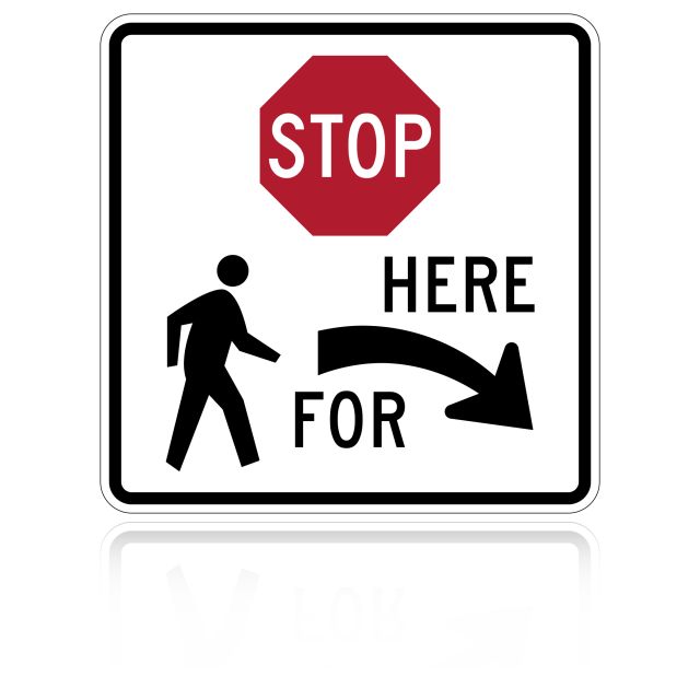 MUTCD R1-5BR Stop For Pedestrians (Right Arrow)
