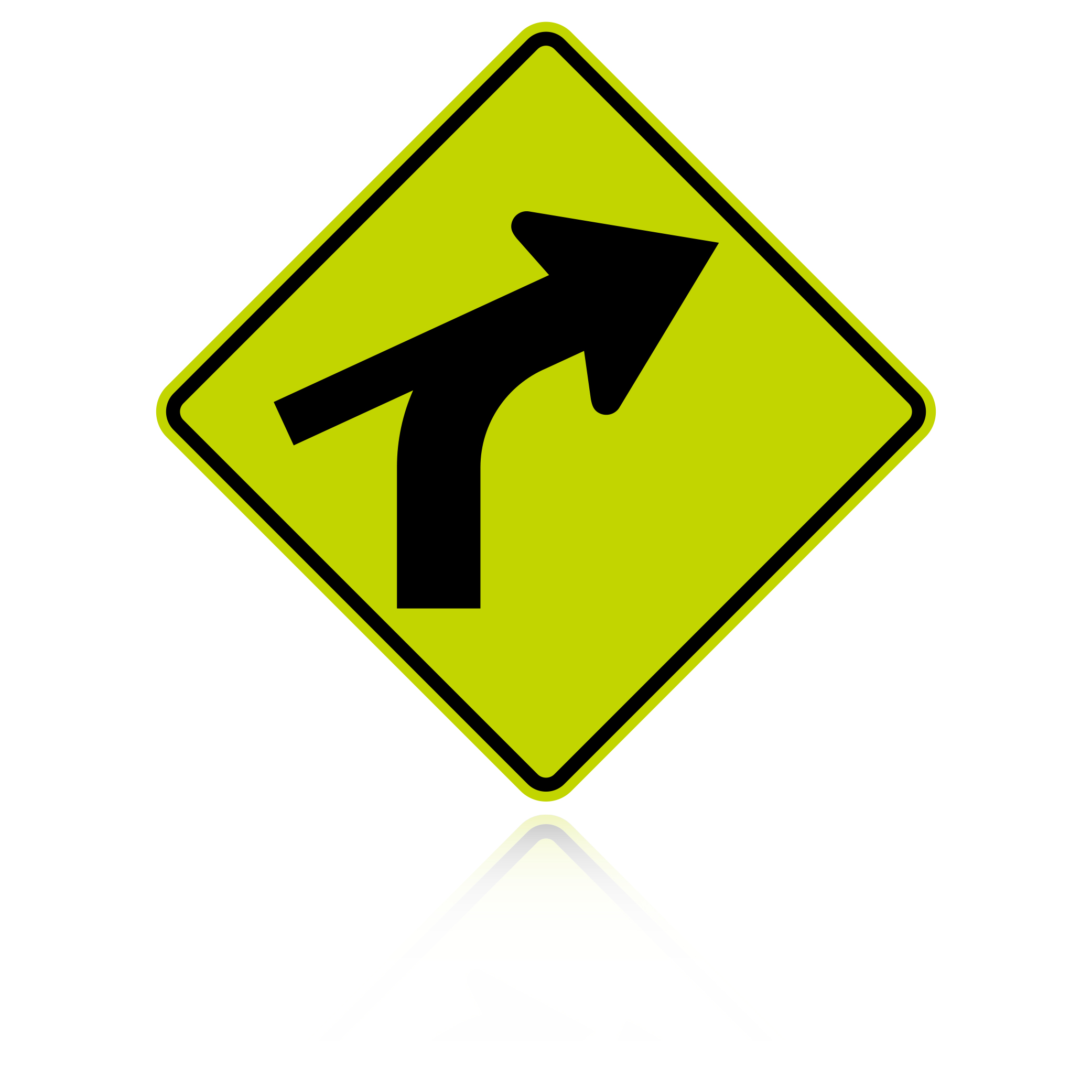 MUTCD W1-10CR Right Combination Curve / Cross Road Sign