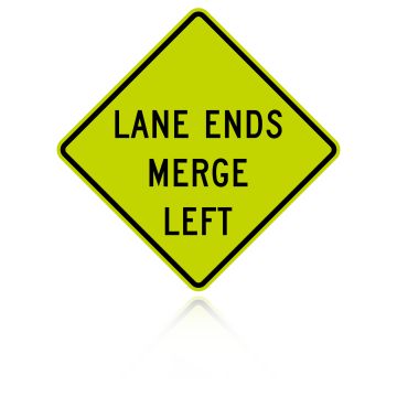 MUTCD W9-2L Lane Ends Merge Left