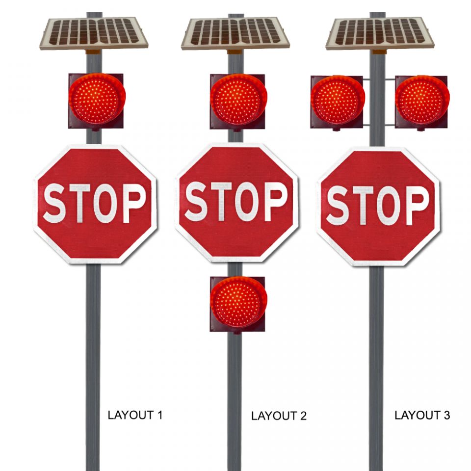 12" Solar LED Red Flashing Beacon Kit