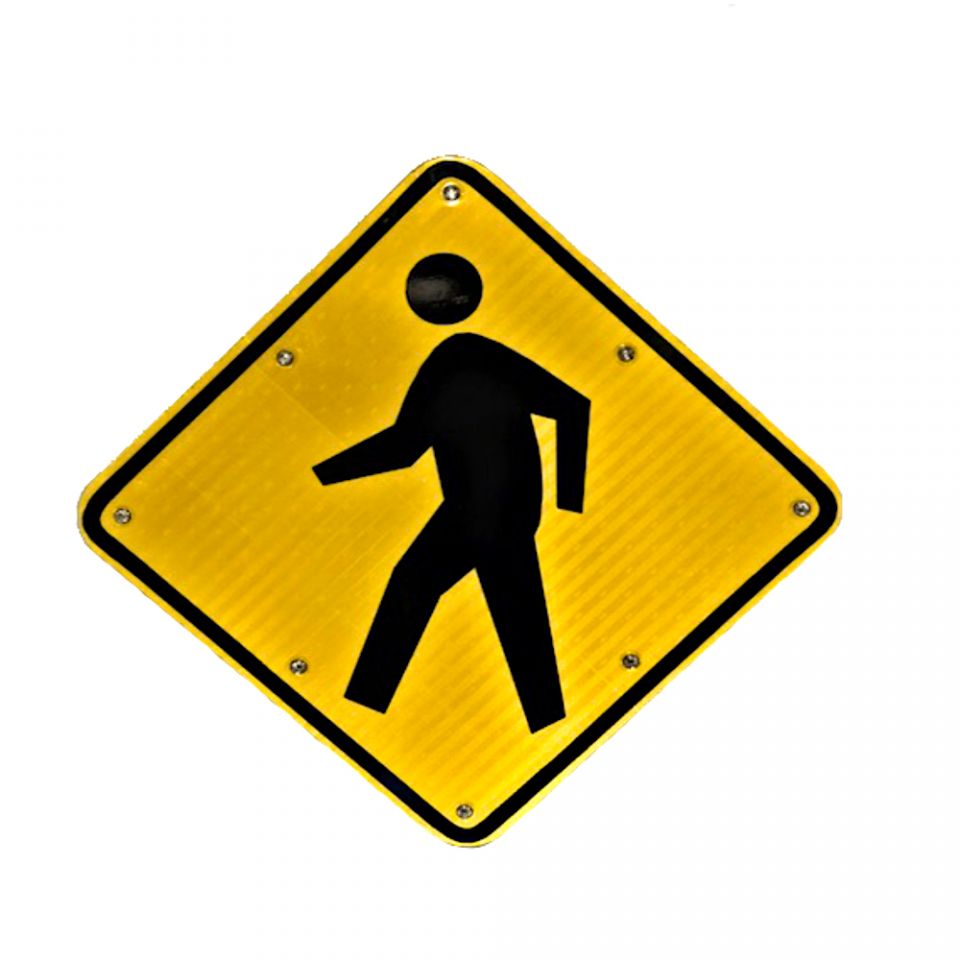 24" Solar Powered Flashing Crosswalk Sign
