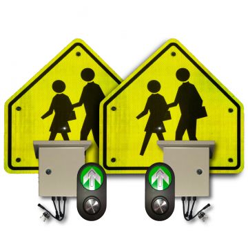 30" Push Button LED Flashing School Crossing System