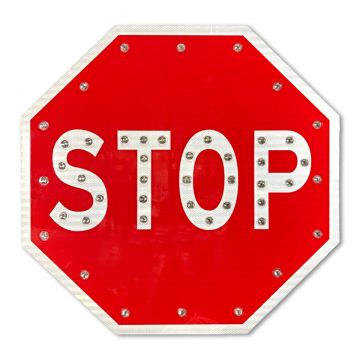 30" Solar Powered flashing LED Octagon Stop Sign