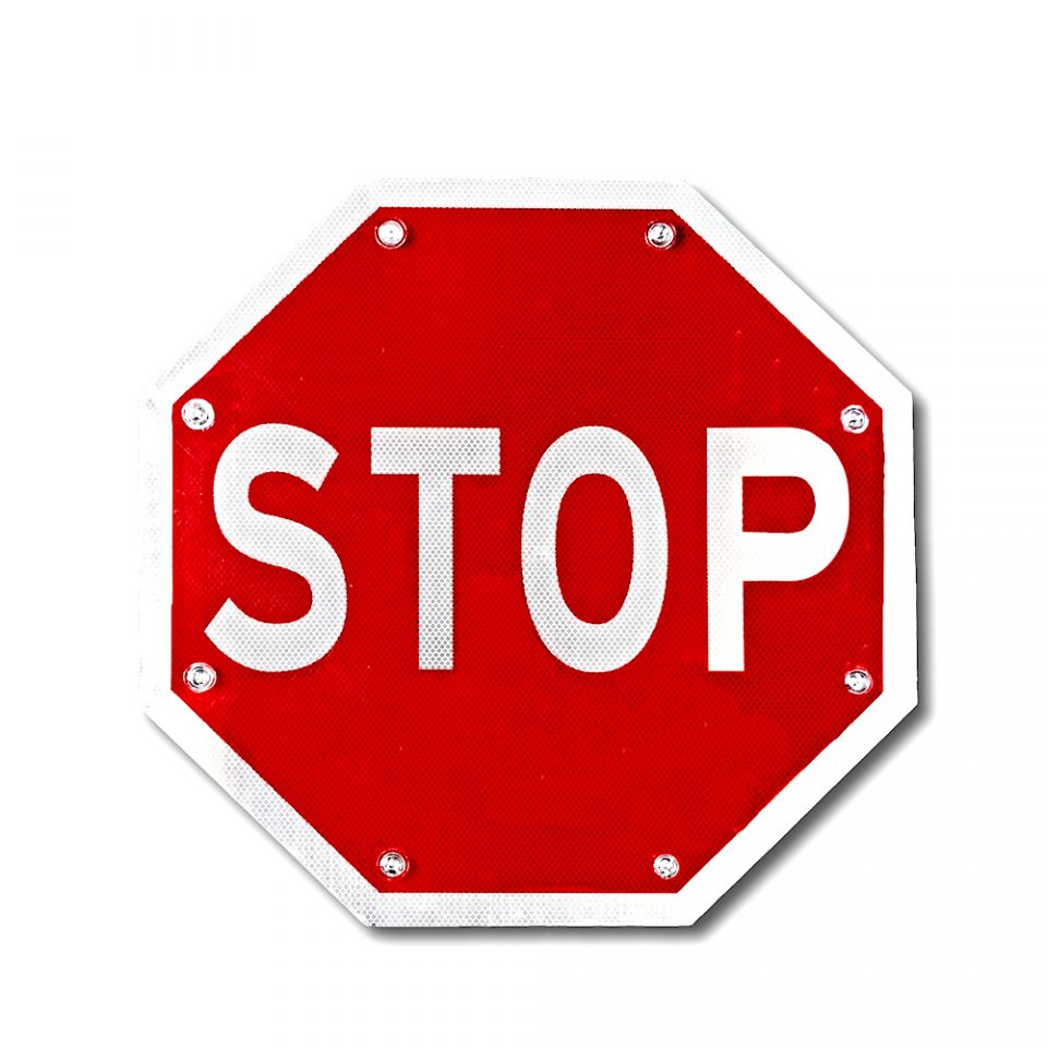 24" Solar Powered Flashing LED Octagon Stop Sign