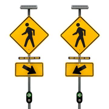 Solar Horizontal Rapid Flashing Beacon System Back to Back with Push Button Activation - RRFB