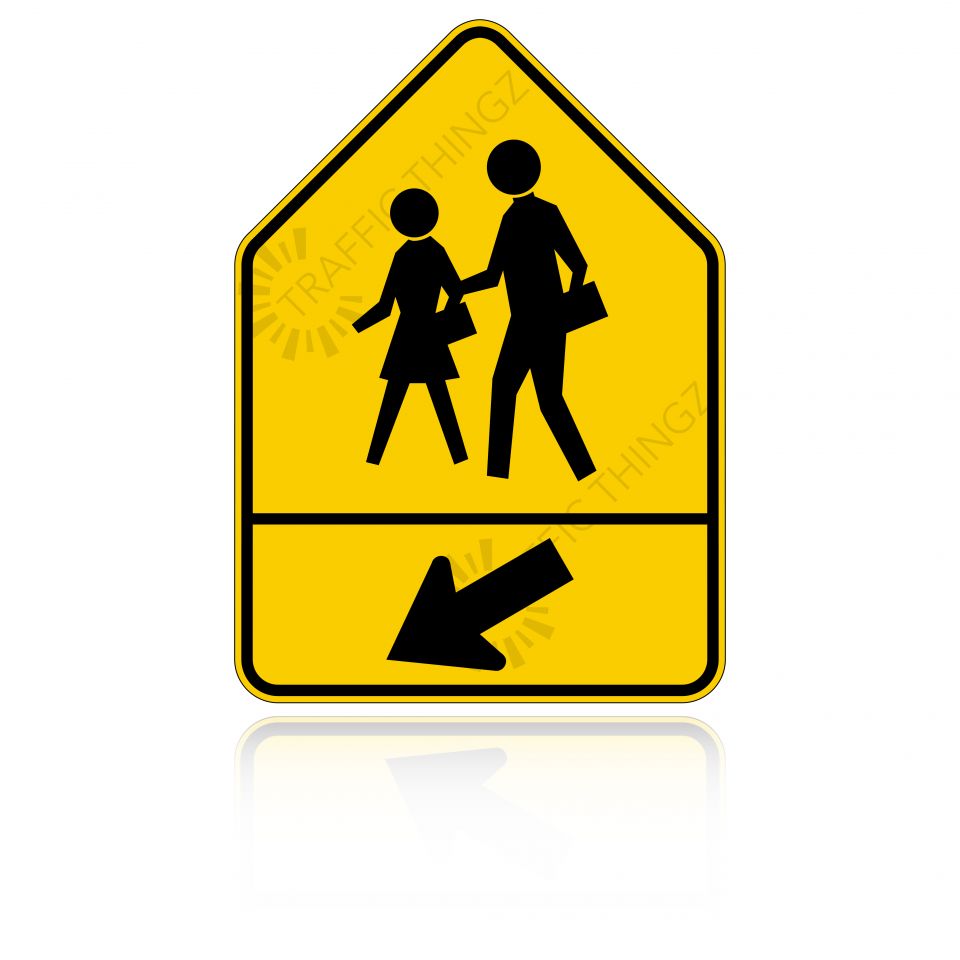 MUTCD SW24-2 School Crossing with Arrow