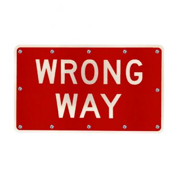 30" x 18" Solar Flashing Wrong Way Sign
