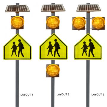 8" Solar LED Yellow Flashing Beacon Kit