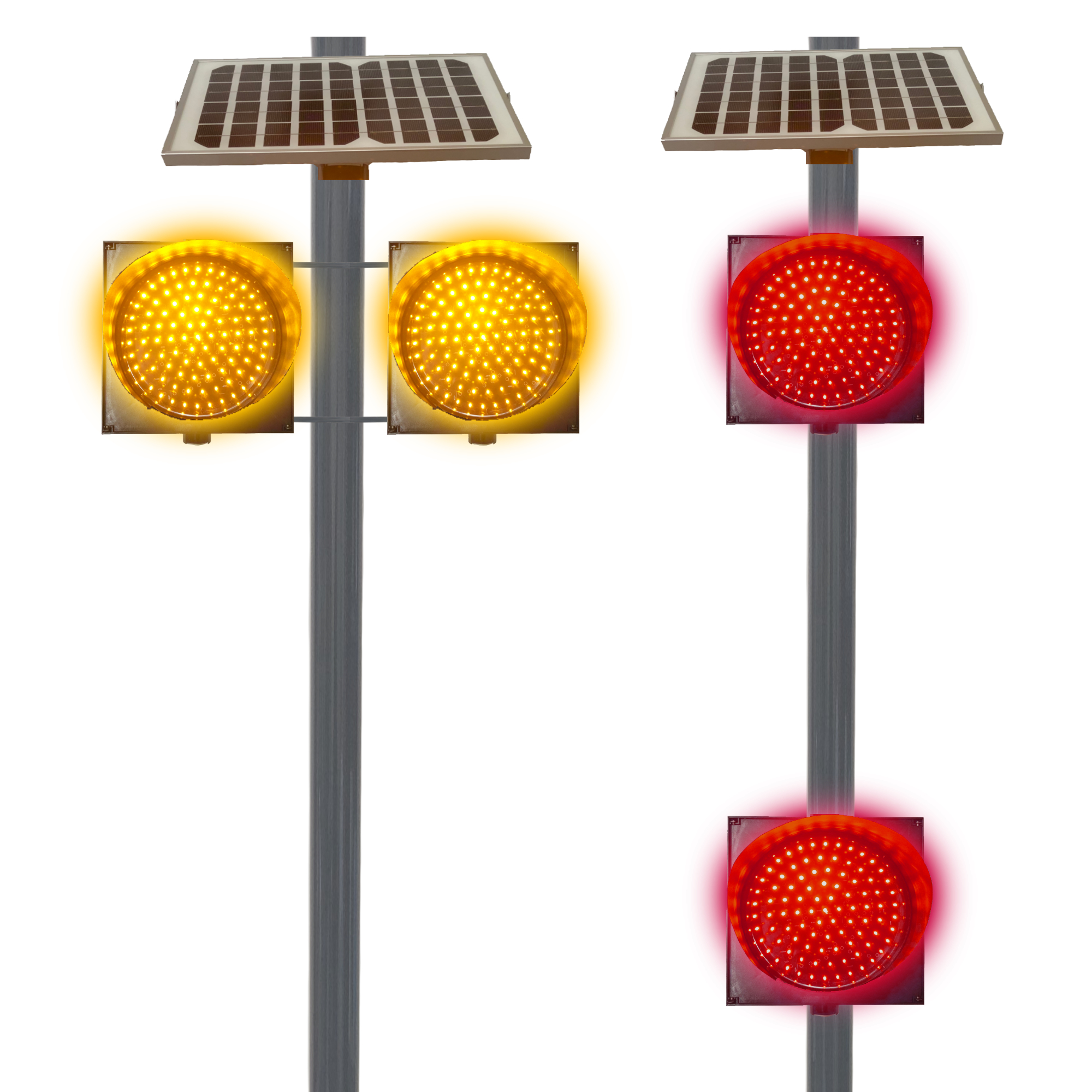 Warning Security Light Yellow/Red LED Solar Power Strobe Flashing Flicker Beacon 