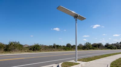 Illustration: the integrated solar panel on top of an all-in-one LED street light.